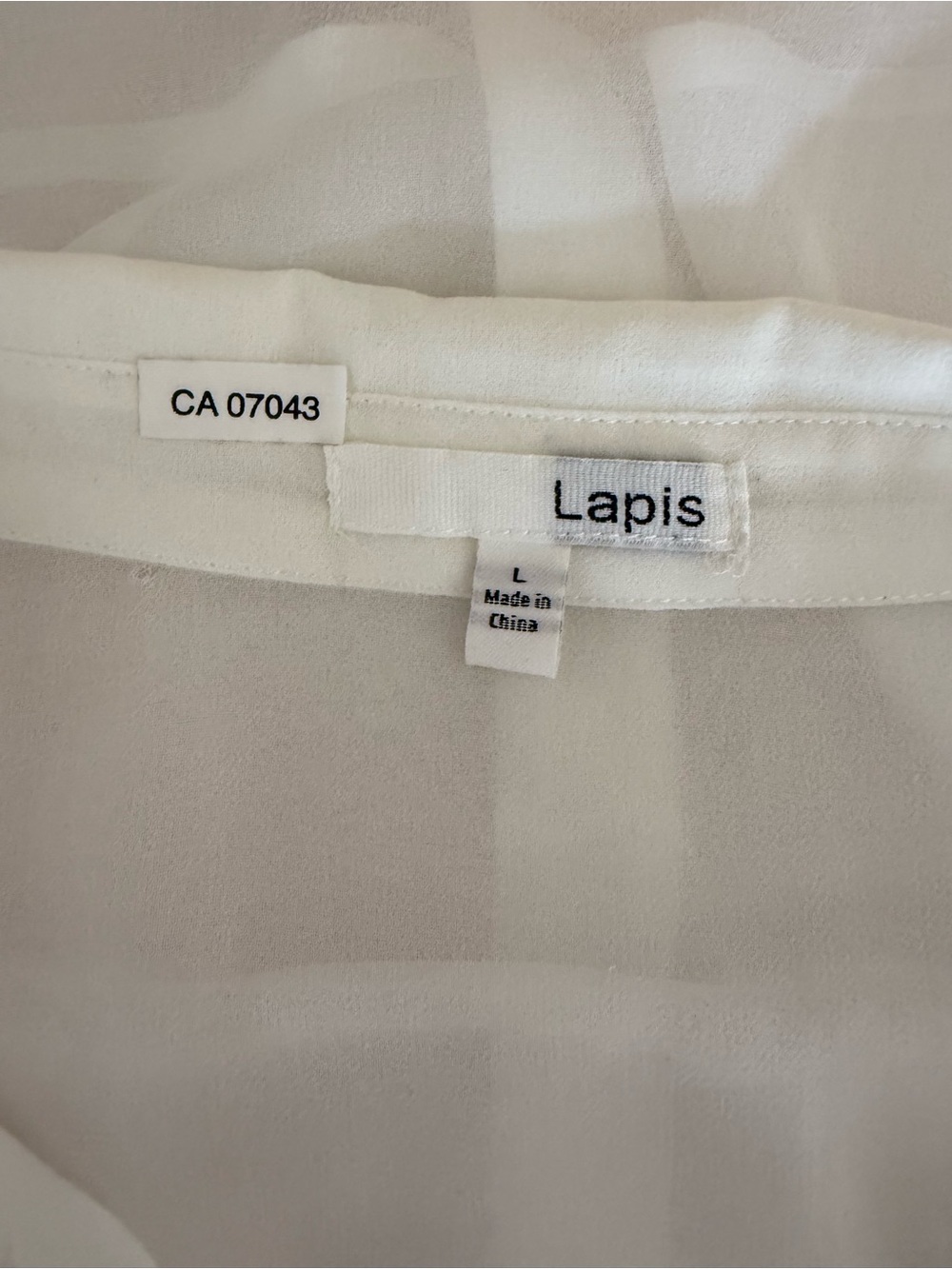 Lapis White Sheer Lace Trim Sleeveless Blouse Size L - Picture 5 of 8